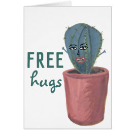 GRATIS HUGS CRAZY CACTUS LADY Funny Niedlich Card