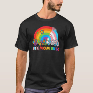 Gratis Mama Hugs Groovy Rainbow LGBT Flag Prix T-Shirt