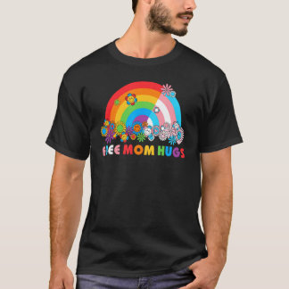Gratis Mama Hugs Groovy Rainbow LGBT Flag Prix T-Shirt