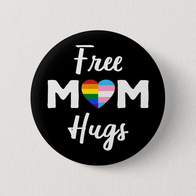 Gratis Mama Hugs II - Rainbow Gay Trans Pride Button (Vorderseite)