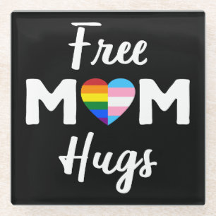 Gratis Mama Hugs II - Rainbow Gay Trans Pride Glasuntersetzer