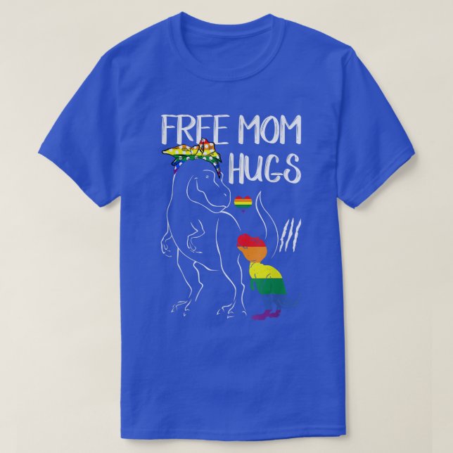 Gratis Mama Hugs LGBT Pride Mama Dinosaur ein Gesc T-Shirt (Design vorne)
