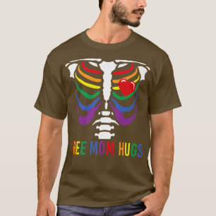 Gratis Mama Hugs Skelett Rainbow LGBT Lesbian Gay T-Shirt