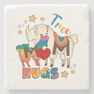 Gratis Mama - Rainbow Sheep LGBTQ Pride Hug Steinuntersetzer