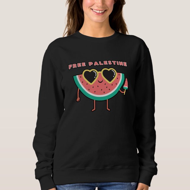 Gratis Palestine Watermelon Palästina niedlich far Sweatshirt (Vorderseite)