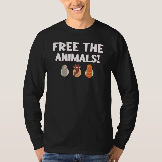 Gratis Tierschutz Vegan Protest Veggie 1 T-Shirt (Vorderseite)