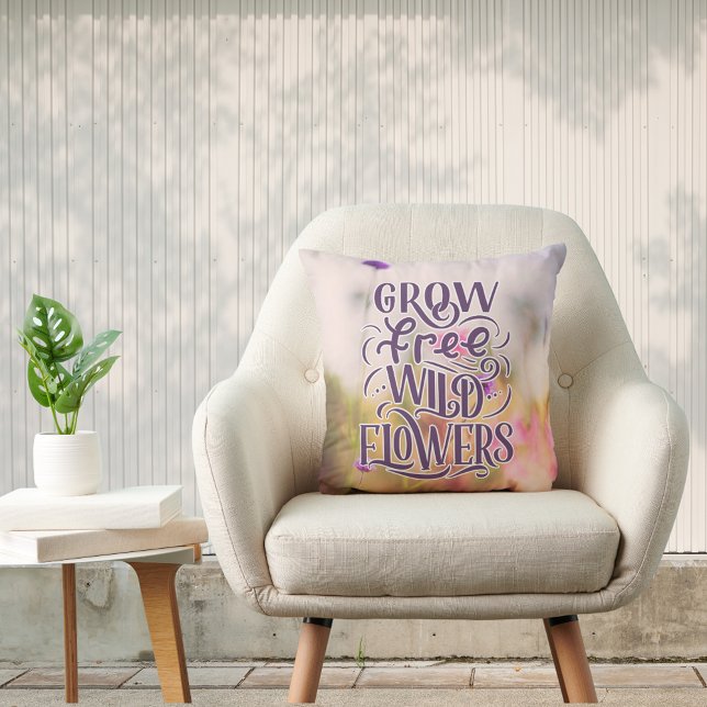 Gratis Wildtiere Blume Boho Botanical Quote wachse Kissen (Grow Free Wild Flowers Boho Botanical Quote Throw Pillow)