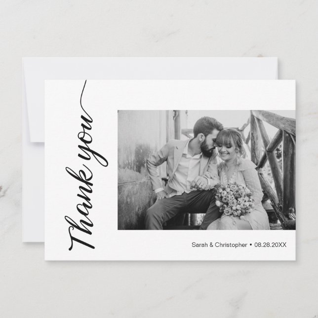 Gratitude élégante : Carte de remerciements Mariag (Devant)