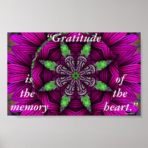 Gratitude Floral Kaleidoscopic Poster Mandala
