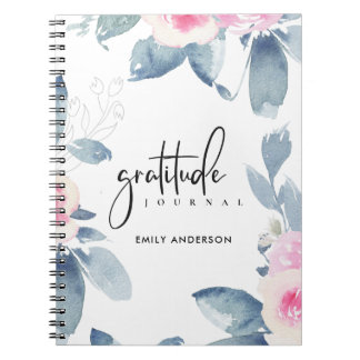 GRATITUDE JOURNAL DOUX ROSE BLEU BLEU FLORAL