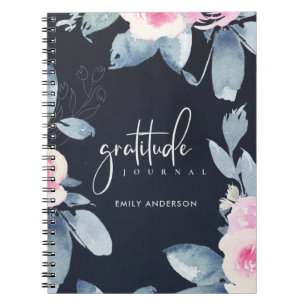 GRATITUDE JOURNAL MARINE ROSE BLEU BLEU FLORAL