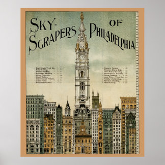 gratte-ciel de Philadelphie (1898 Poster vintage)