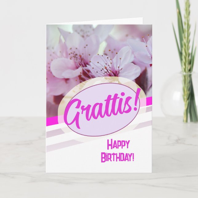 Grattis Kort Beautiful Floral Karte (Vorderseite)