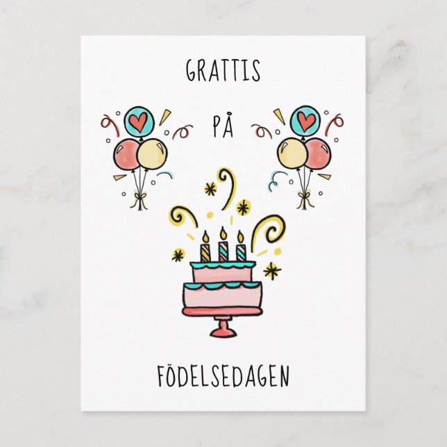 Grattis på födelsedagen | Happy Birthday Postkarte (Vorderseite)