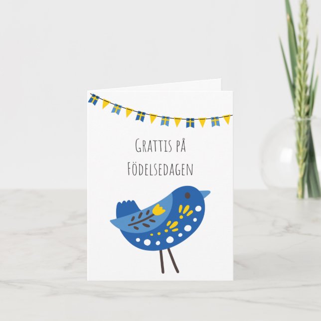 Grattis på födelsedagen Schweden Geburtstag Karte (Vorderseite)