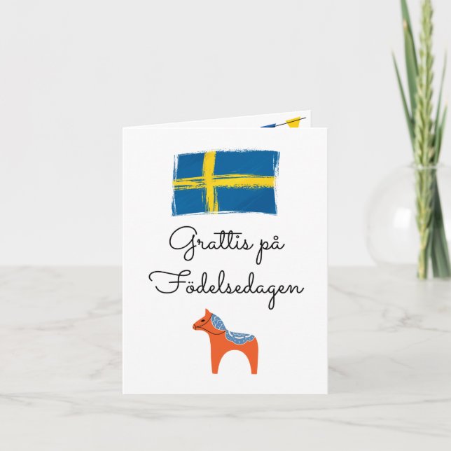 Grattis på födelsedagen Schweden Geburtstag Karte (Vorderseite)