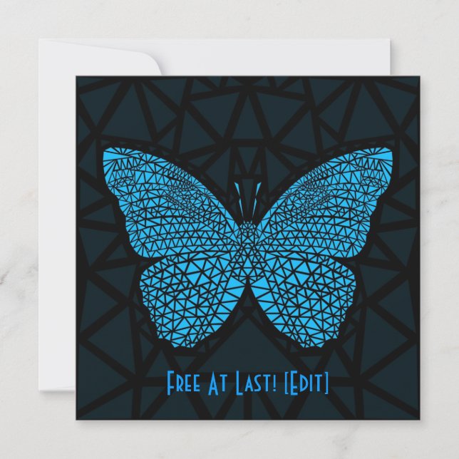 Gratuit À Dernier - Invitation Bleu Papillon Card (Devant)