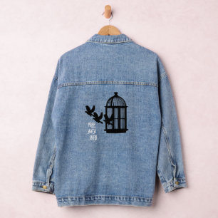 gratuit comme veste de denim féminin d'oiseau