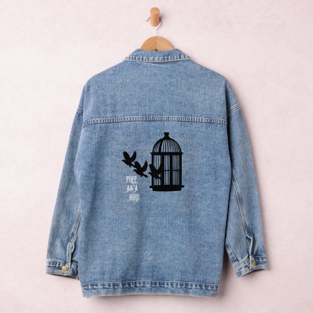 gratuit comme veste de denim féminin d'oiseau (Hangar)