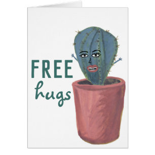 GRATUIT HUGS CRAZY CACTUS LADY Funny Cute Card