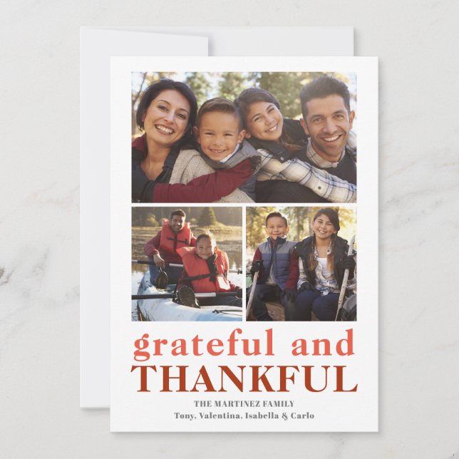 Gratuit Merci Trois Photo Carte Thanksgiving (Devant)