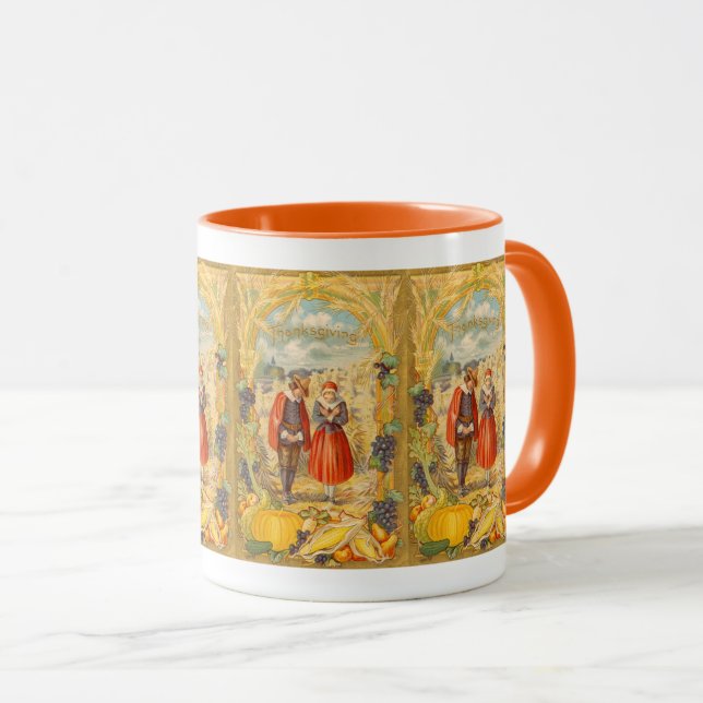 Gratuit pèlerins de Thanksgiving Mug (Devant droit)