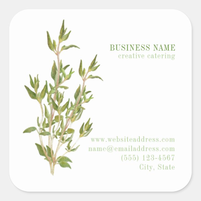 GRATUIT THYME Biz ID Stickers grand Carré (Devant)