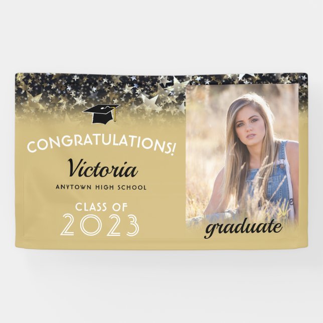 Gratulation 2023 Graduate Gold Foto Banner (Horizontal)