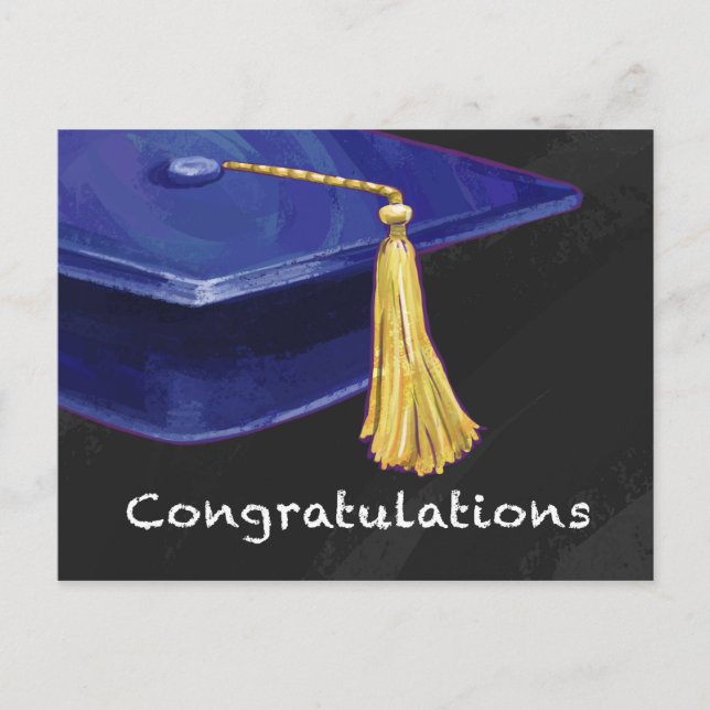 Gratulation Blau und Schwarz Postkarte (Vorderseite)