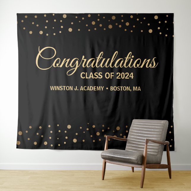 Gratulation Class of 2024 Backdrop Abschluss Wandteppich (Beispiel (Horizontal))