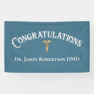 Gratulation Dentist Dental Elegante Blue Gold Banner