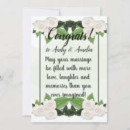 Gratulation der Green White Roses Card Einladung