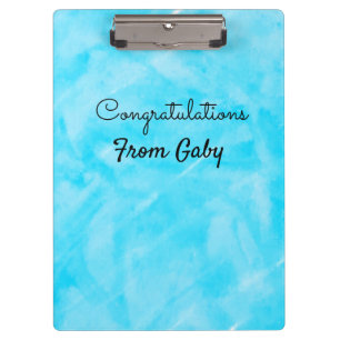 Gratulation einfache blaue Aquarellmalerei  Klemmbrett