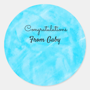 Gratulation einfache blaue Aquarellmalerei  Runder Aufkleber