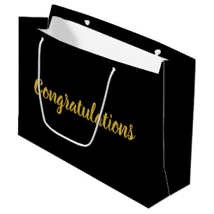 Gratulation Gold Script Eleganter Text auf schwarz Große Geschenktüte