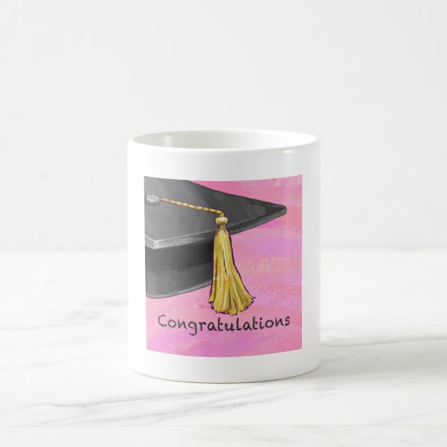 Gratulation Graduate Black and Pink Kaffeetasse (Mittel)