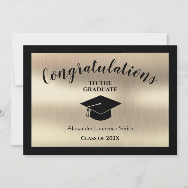 Gratulation Graduate Class of 2021 Black Gold Ankündigung (Vorderseite)