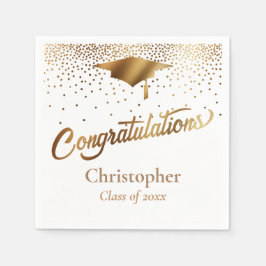 Gratulation Graduate, Class of Gold on White Serviette