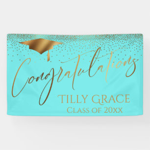 Gratulation Graduate Gold Confetti zu Aqua Banner