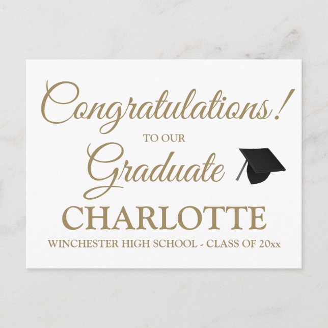 Gratulation Graduierung des Textes des benutzerdef Postkarte (Vorderseite)