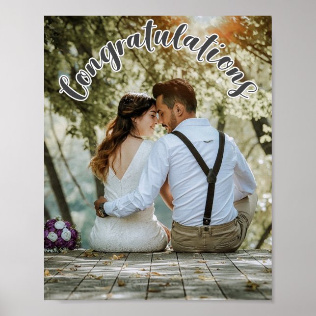GRATULATION Grauer Überlagerungstext Fotoplakat Poster (Vorne)
