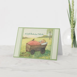 Gratulation New Baby Bird Cradle Karte