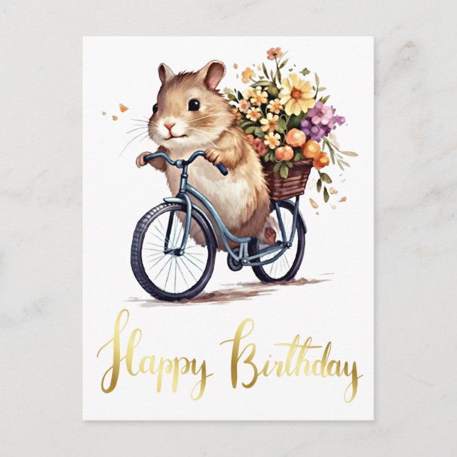 Gratulation Niedlich Hamster Blume Personalisiert Postkarte (Vorderseite)