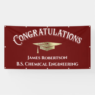 Gratulation Red Burgundy Gold Abschluss Banner