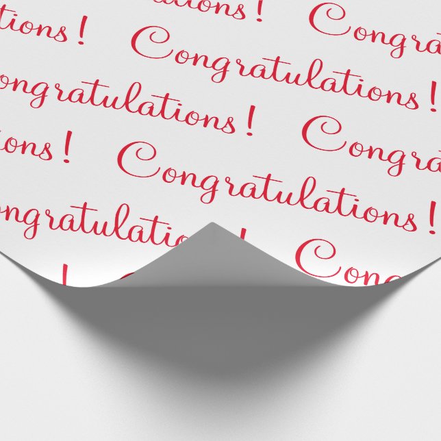 Gratulation Red Script Wedding Baby Shower Geschenkpapier (Ecke)
