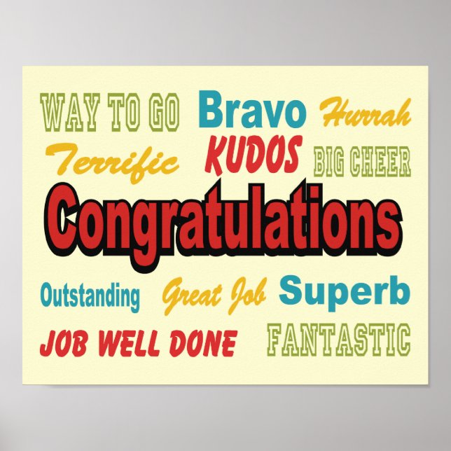 Gratulation Retro Colors Poster (Vorne)