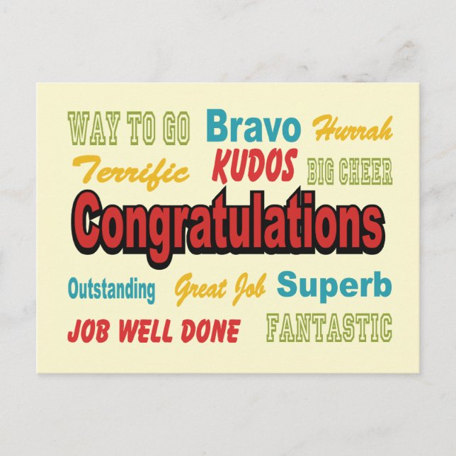 Gratulation Retro Colors Postkarte (Vorderseite)