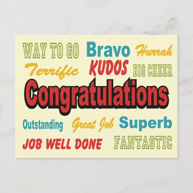 Gratulation Retro Colors Postkarte (Vorderseite)