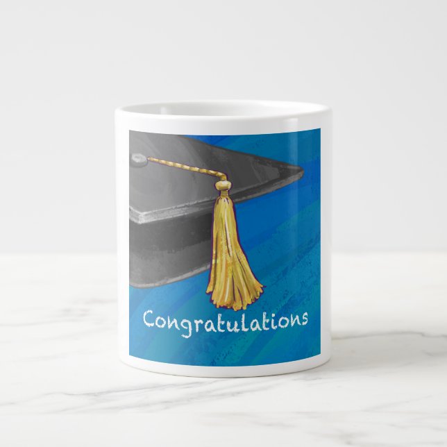 Gratulation Schwarz und Blau Jumbo-Tasse (Vorderseite)