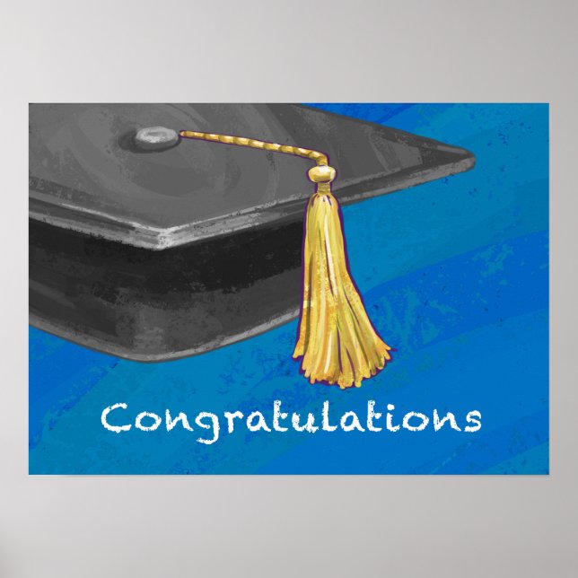 Gratulation Schwarz und Blau Poster (Vorne)